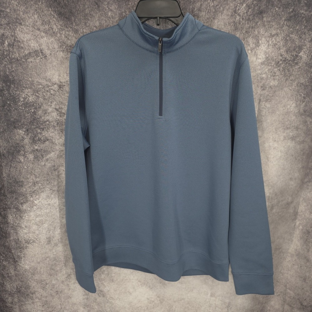 Hickey Freeman Sweater Mens Medium Blue 1/4 Zip Mockneck Pullover Long Sleeve